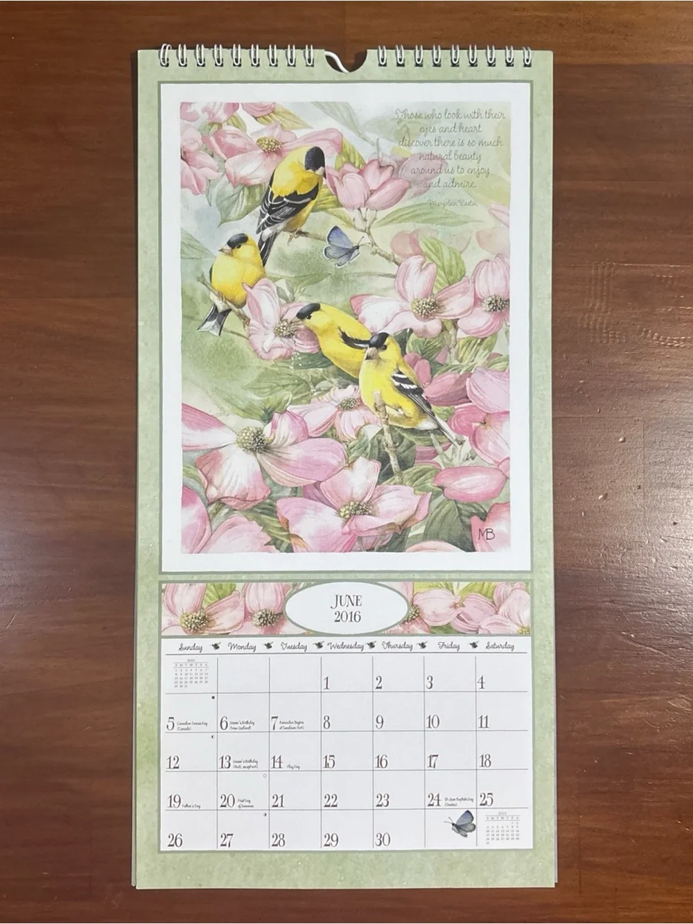 2016 The LANG Marjolein Bastin Nature’s Journal Calendar + Sleeve 15”x8”